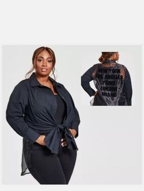 🔥 RARE Plus Size Chic  Nina Parker Sheer "City" Mesh Top 🔥size 2x gorgeous!